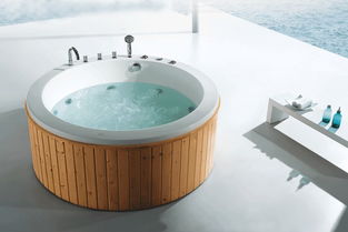 fico尊盈亞克力潔白按摩浴缸,1.6m防水整體木淋浴缸,型號fc wd02